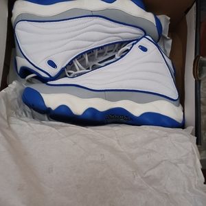 Jordan pro strong, white with blue trim, size 9.5